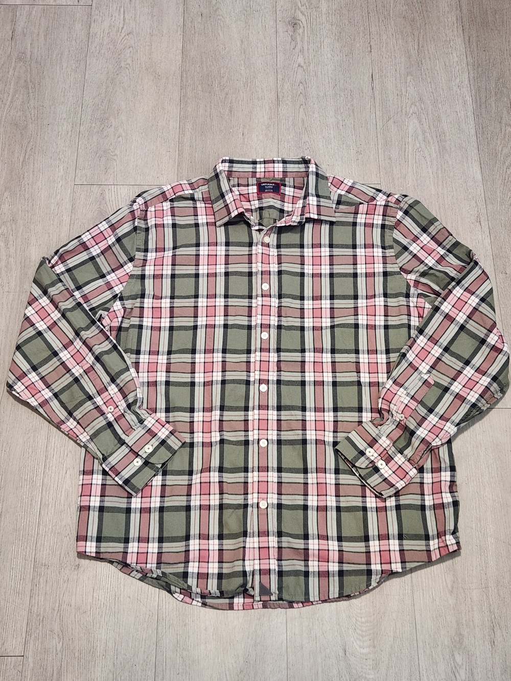 UNTUCKit XL Regular Fit Pink & Olive Plaid Button Down